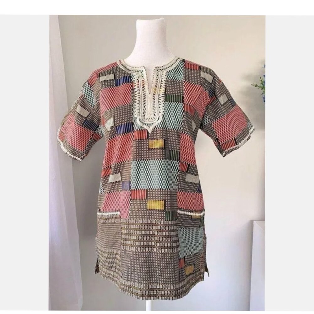 Awesome Bold Print Handmade Shirt Top Sz M S Anningtex Material Vintage ?